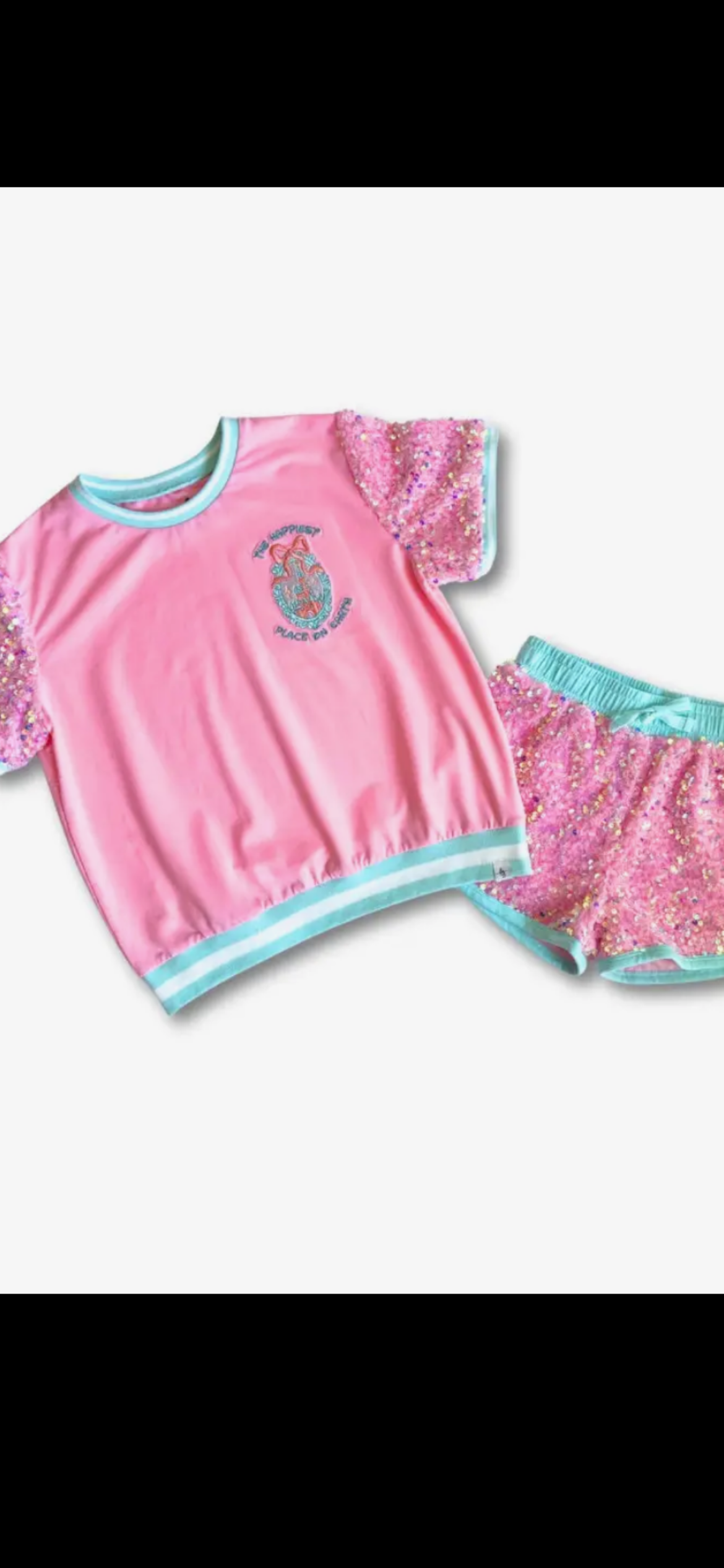 Happiest Place Two Piece Sequined Short Set