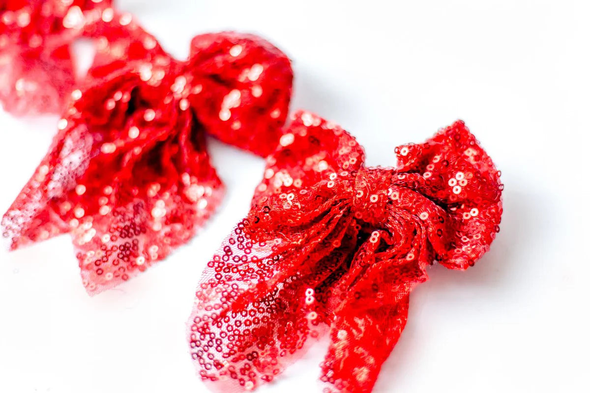 Cheeky Plum Red 4 inch Sequined Hair Bow