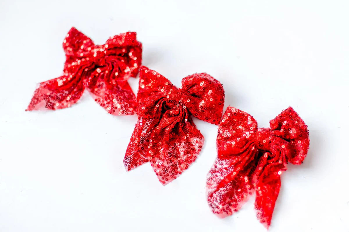 Cheeky Plum Red 4 inch Sequined Hair Bow
