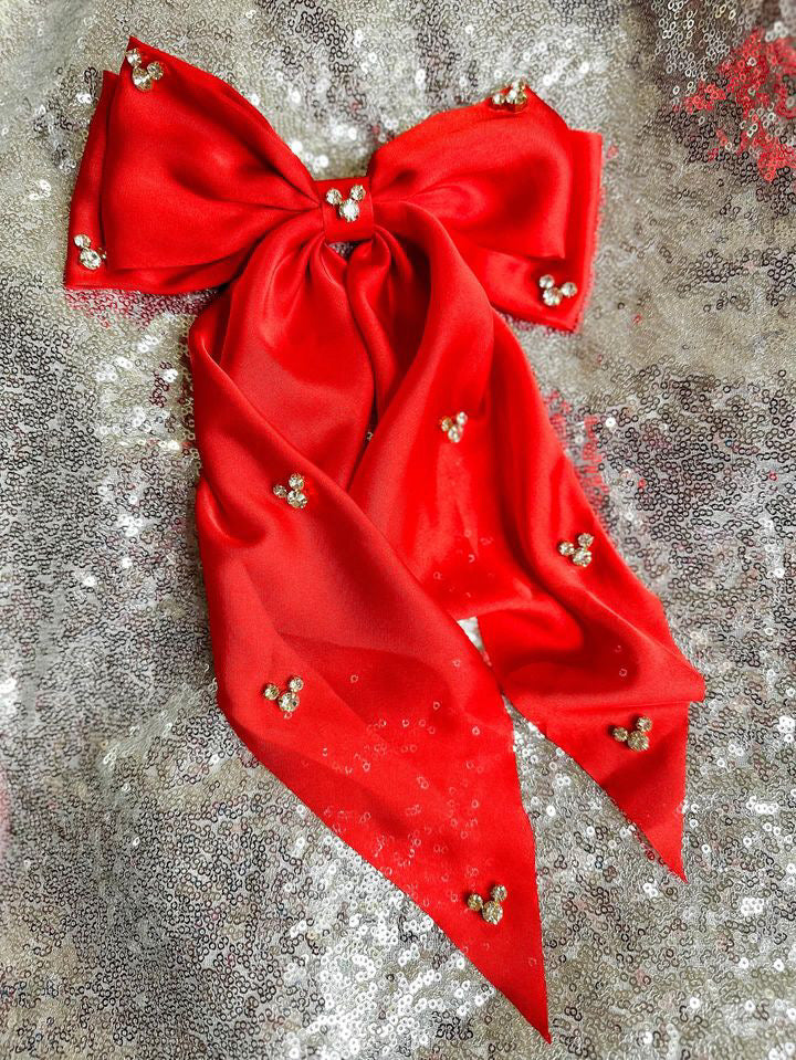 Red satin Bling Bow