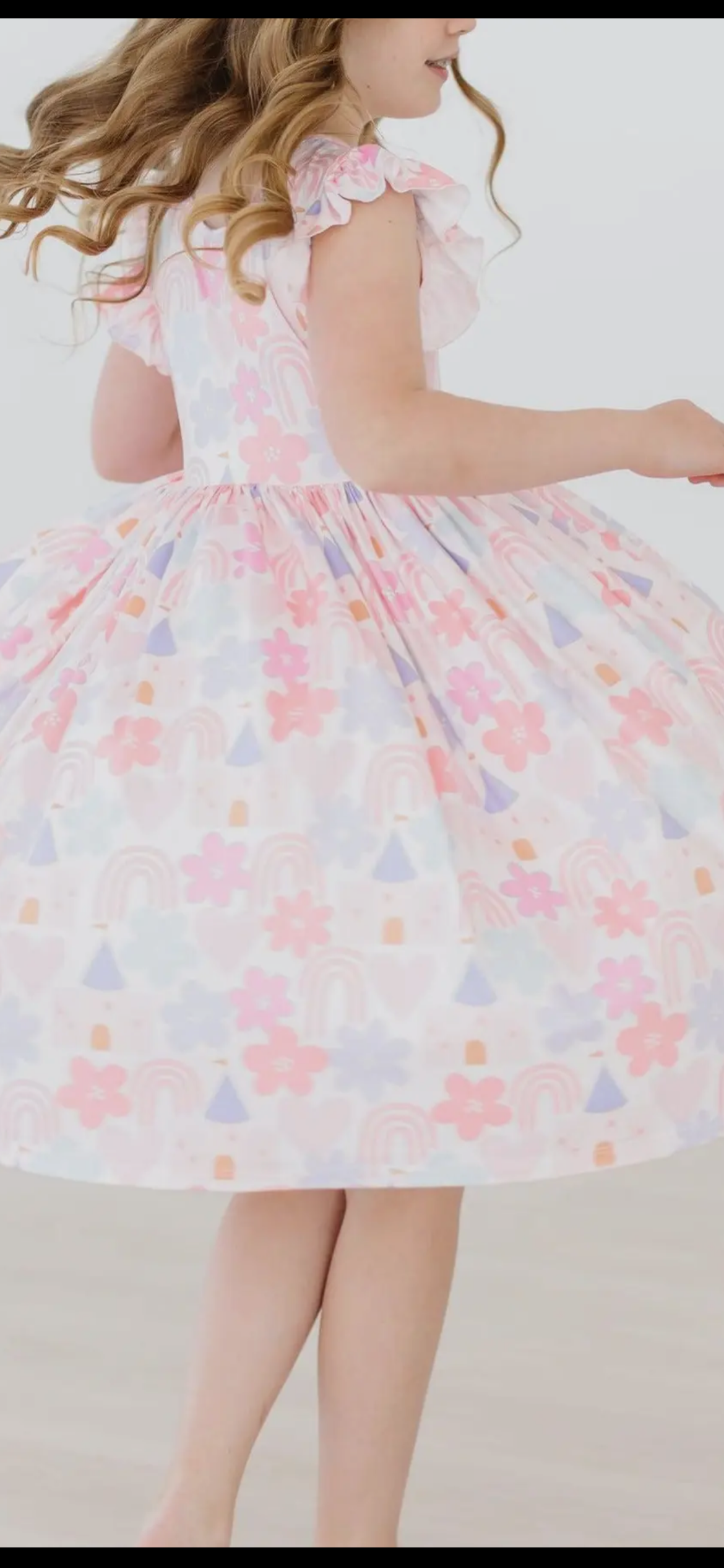 Castles & Rainbows Flutter Sleeve Twirl Dress