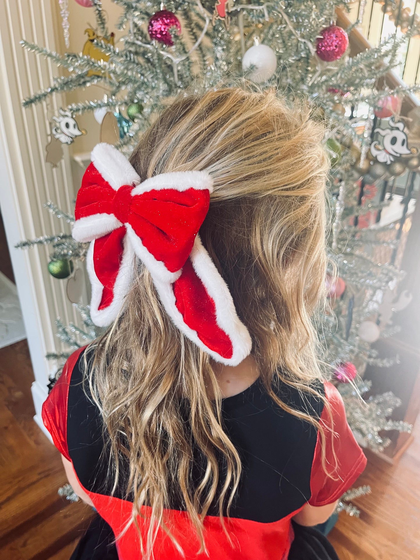 Cheeky Plum Velvet Santa Bow